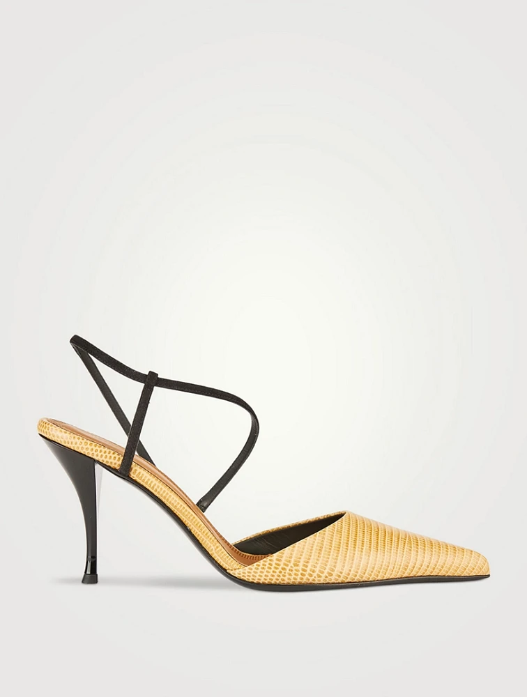 Tangra Embossed Leather Slingback Pumps