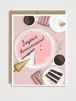 Birthday Cake Flat Lay Greeting Card - French