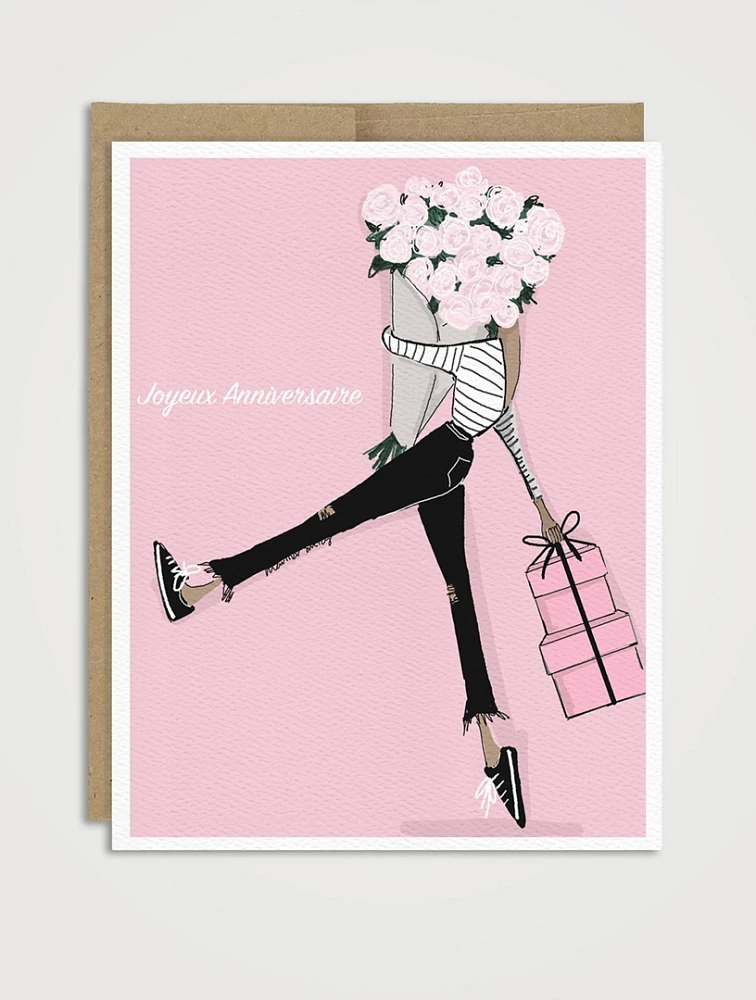 Pink Promenade Birthday Greeting Card - French
