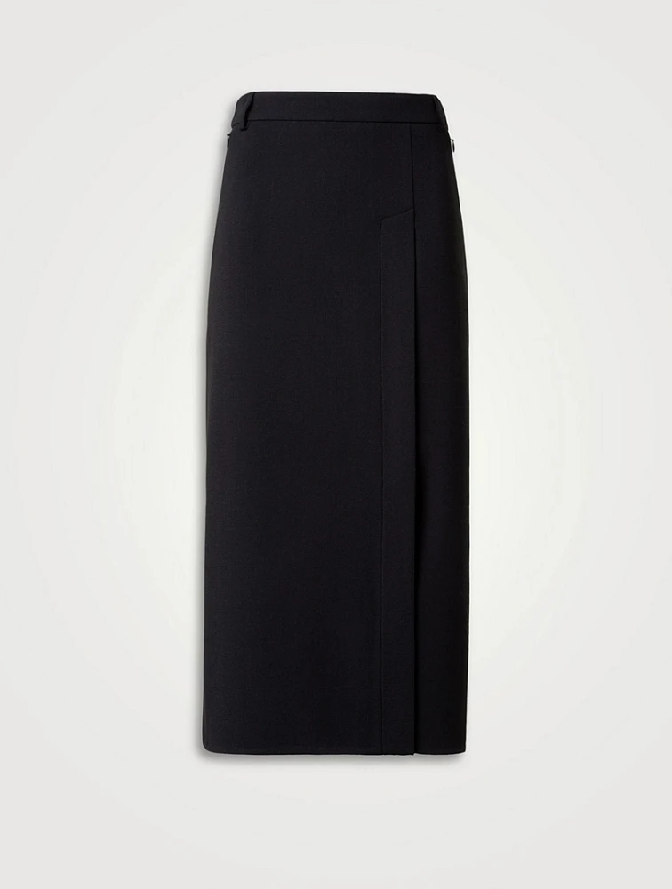 Wool Crêpe Double-Face Pencil Skirt
