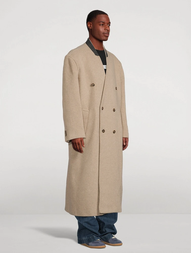 Wool-Blend Double-Breasted Coat