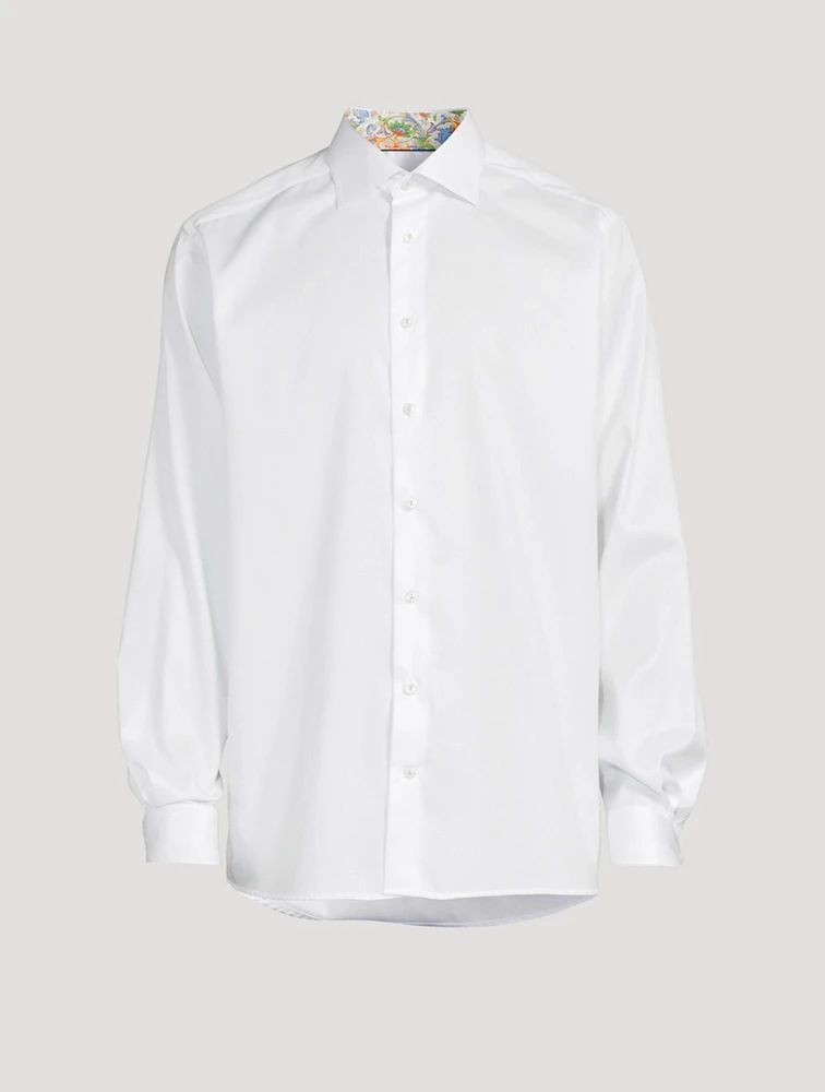 Contemporary Fit Twill Shirt With Floral Details
