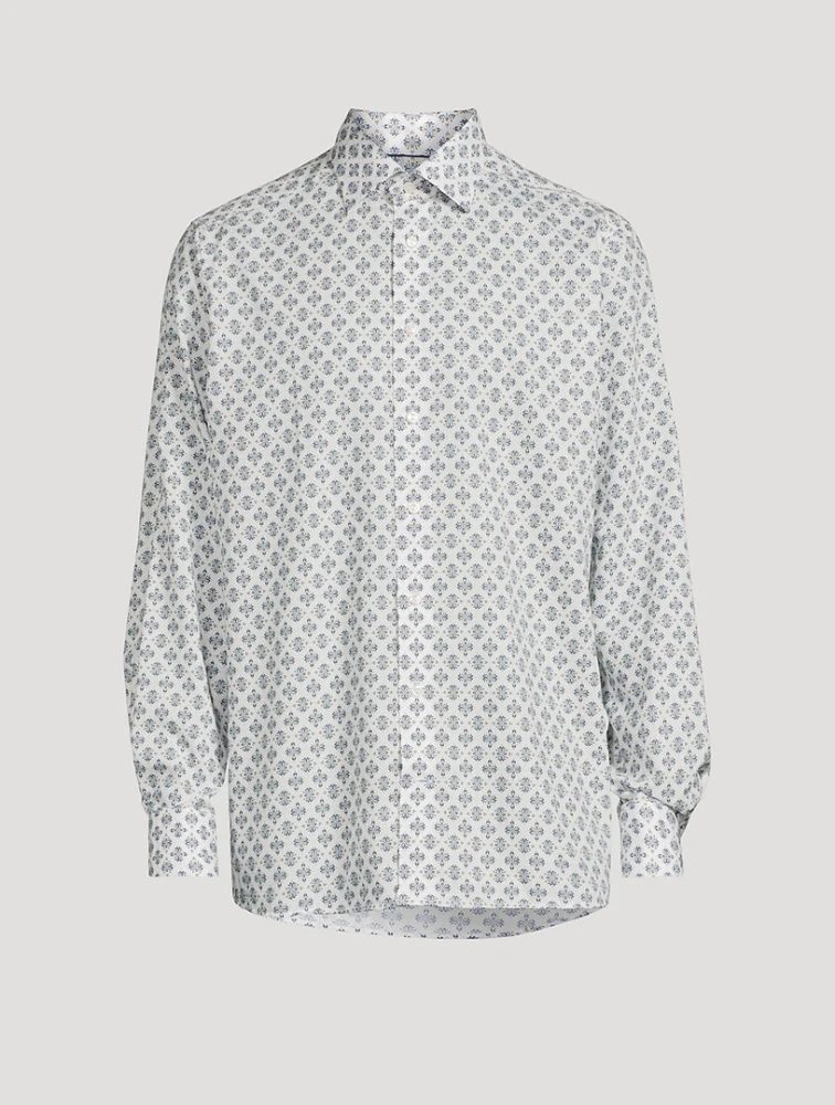 Contemporary Fit Medallion Cotton And Tencel Shirt