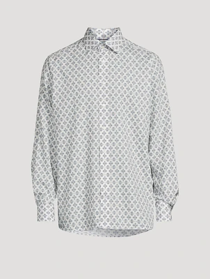 Contemporary Fit Medallion Cotton And Tencel Shirt