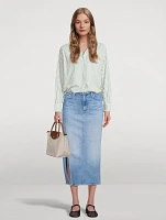 The Split Second Denim Midi Skirt