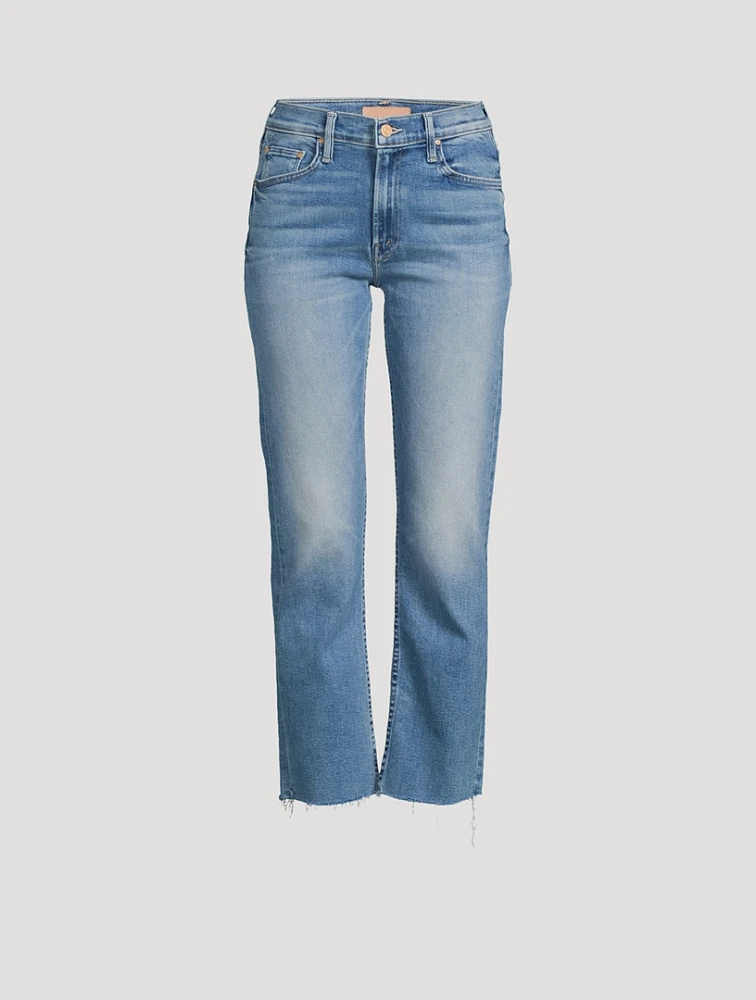 The Mid-Rise Rider Flood Straight-Leg Fray Jeans