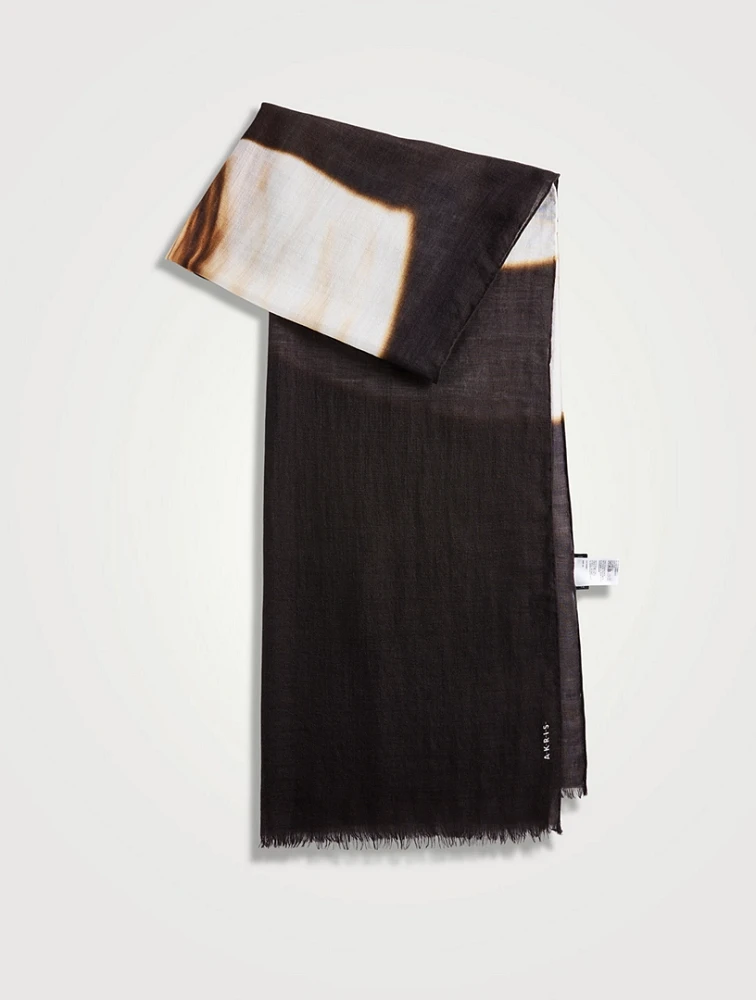 Cashmere And Silk Scarf In Mocca Loop Print