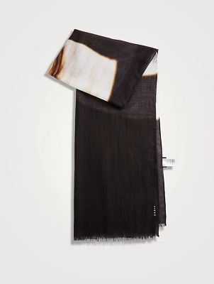Cashmere And Silk Scarf In Mocca Loop Print