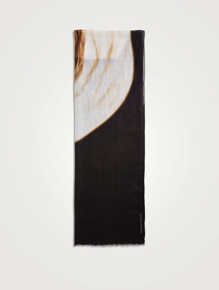 Cashmere And Silk Scarf In Mocca Loop Print