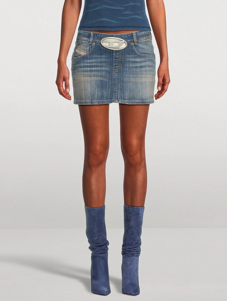 De-Ron Cut-Out Denim Mini Skirt