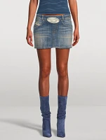 De-Ron Cut-Out Denim Mini Skirt