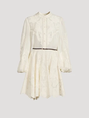 Ottie Embroidered Linen Mini Dress