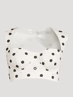 Poplin Corset Top Polka Dot Print