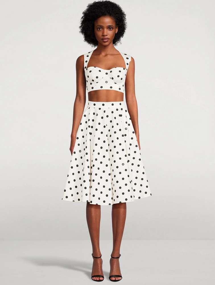 Poplin Corset Top Polka Dot Print