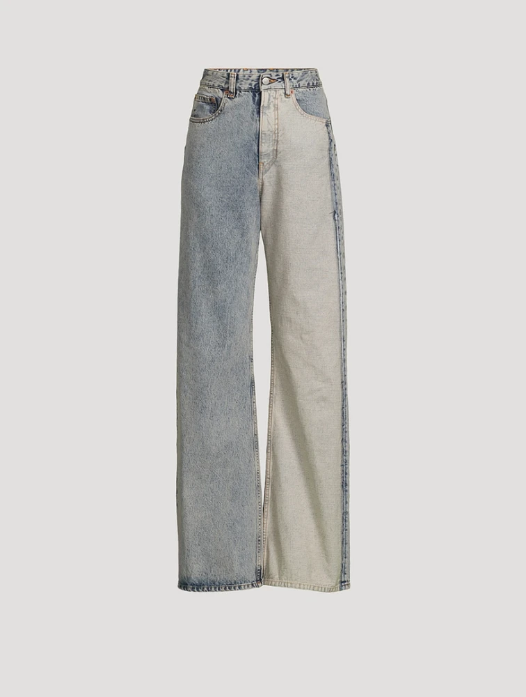 Spliced Wide-Leg Jeans