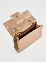 Mini Flower Strass Satin Top Handle Clutch