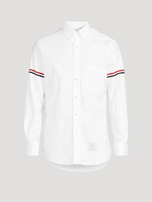 Oxford Shirt With Striped Grosgrain Armbands