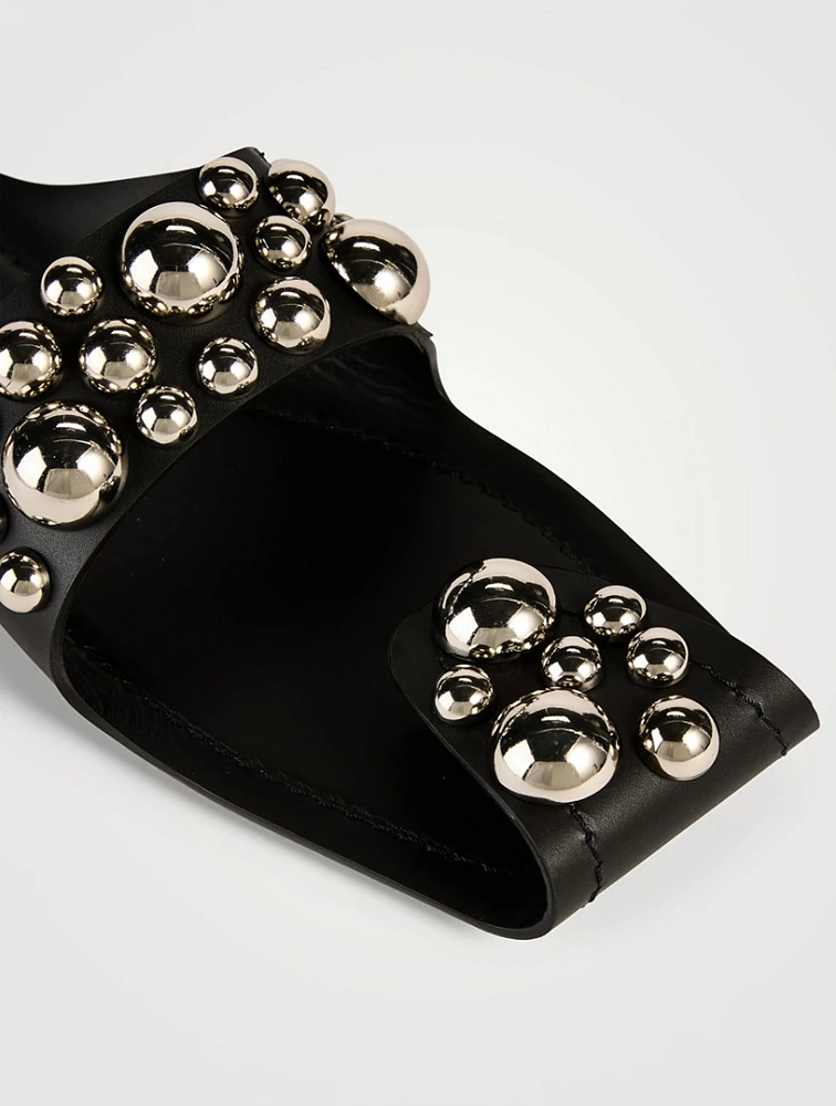 Folded Embellished Leather Sandals
