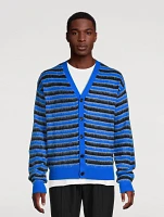 Brushed-Mohair Stripe Wool Cardigan