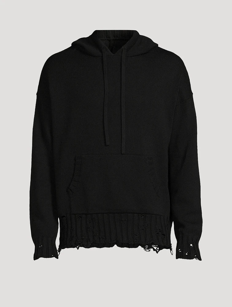 Distressed Knit Hoodie