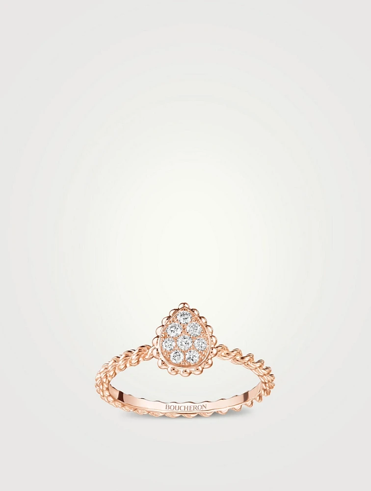 XS Motif Serpent Bohème Rose Gold Ring With Diamonds
