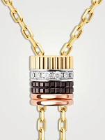 L Model Quatre Classique 18K Gold Tie Necklace With Brown PVD And Diamonds