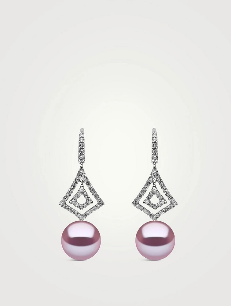 18K White Gold Pearl And Diamond Earrings