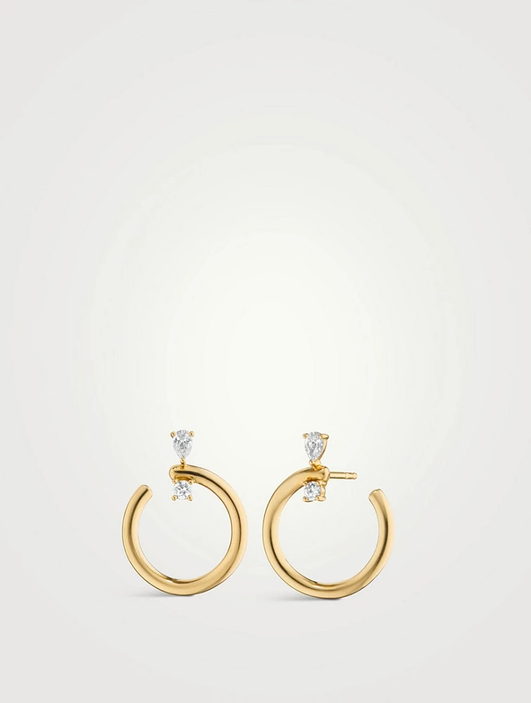 Midi 18K Gold Galaxy Wrap Hoop Earrings With Diamonds