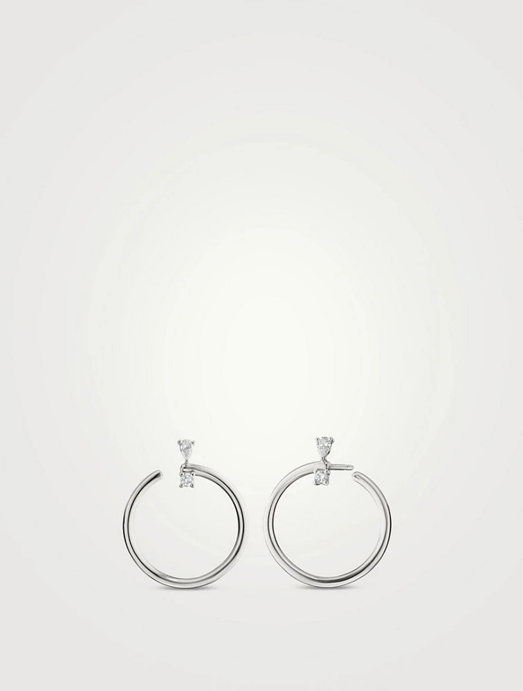 Large Silver Galaxy Wrap Hoop Earrings With White Sapphire