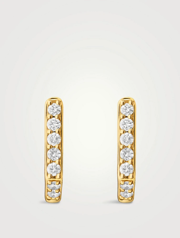 Infinity 18K Gold Huggie Hoop Earrings With Diamonds
