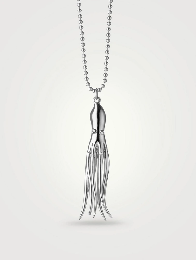 Intuition Silver Octopus Charm Necklace With White Sapphire