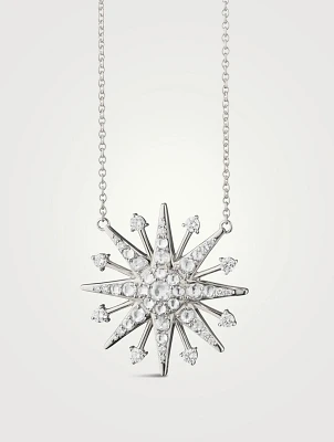 Silver Star Necklace With White Sapphire