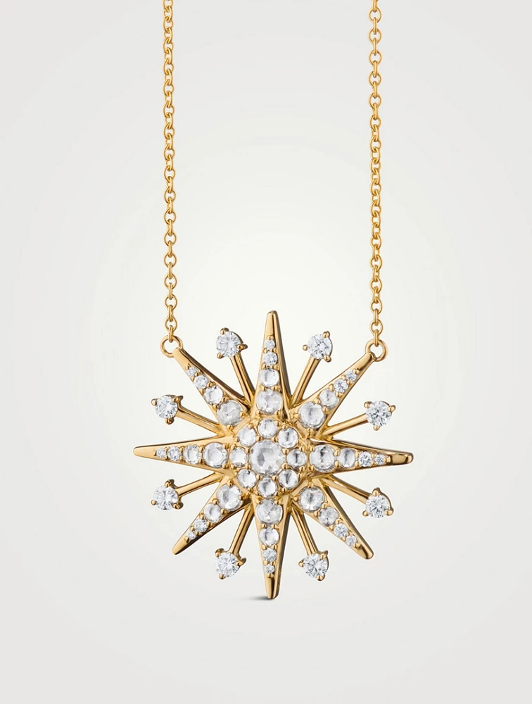 18K Gold Star Necklace With Diamonds