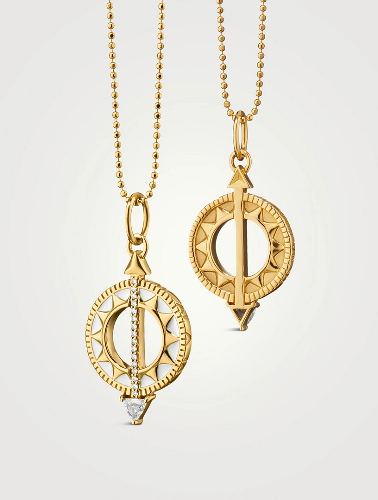 Mini Time is Precious 18K Gold Sundial Necklace With Diamonds