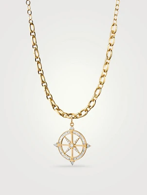 Audrey 18K Gold Compass Necklace With Diamonds