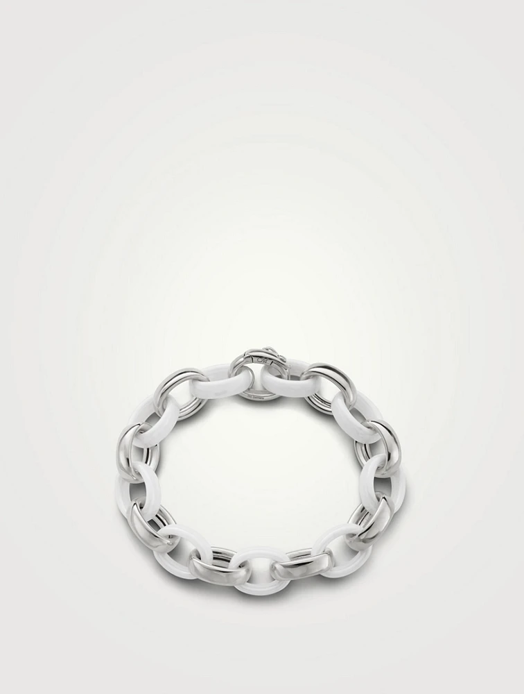 Marilyn White Ceramic And Silver Chain Bracelet