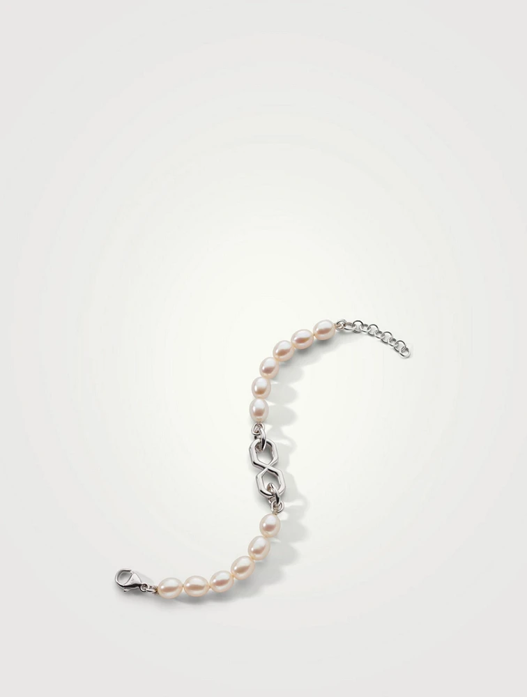 The Symbol Pearl And Silver Infinity Bracelet