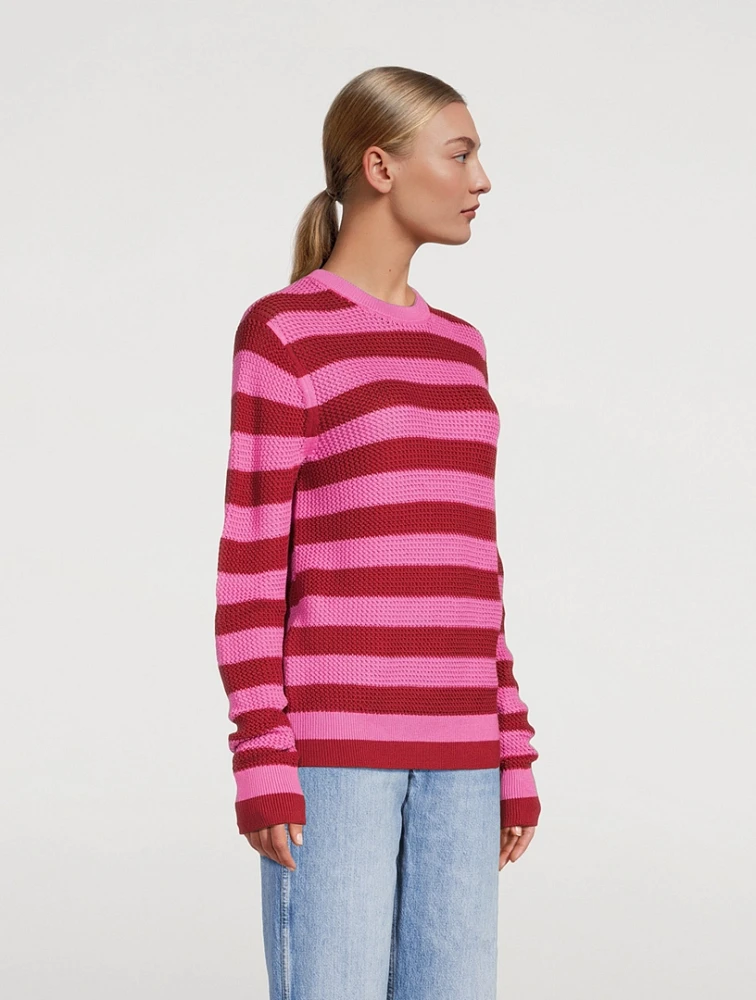 Cotton Oversized Sweater Striped Print