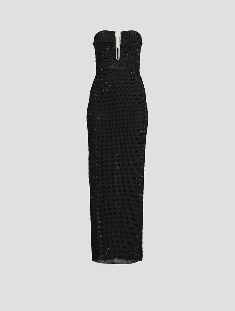 Beaded Jersey Strapless Gown
