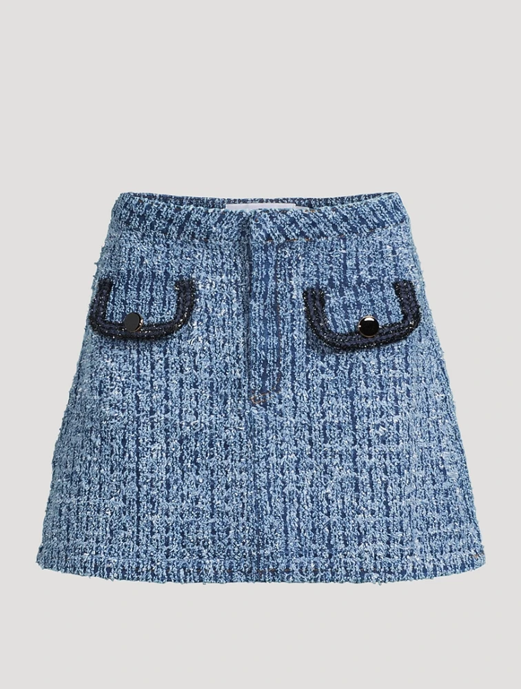 Textured Denim Mini Skirt