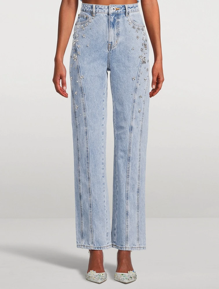 Embellished Straight-Leg Jeans