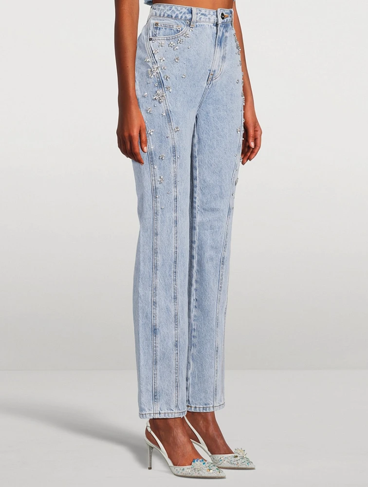 Embellished Straight-Leg Jeans