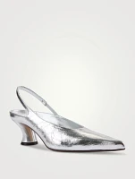 Metallic Leather Slingback Pumps