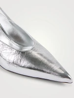 Metallic Leather Slingback Pumps
