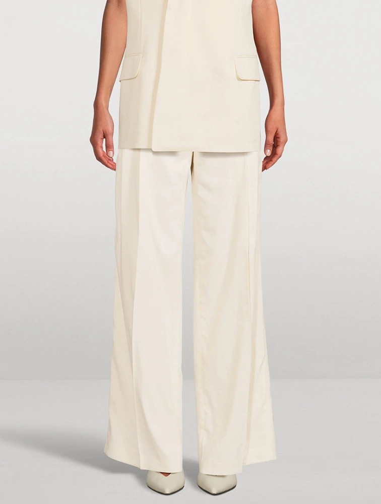 Double-Pleated Wide-Leg Trousers