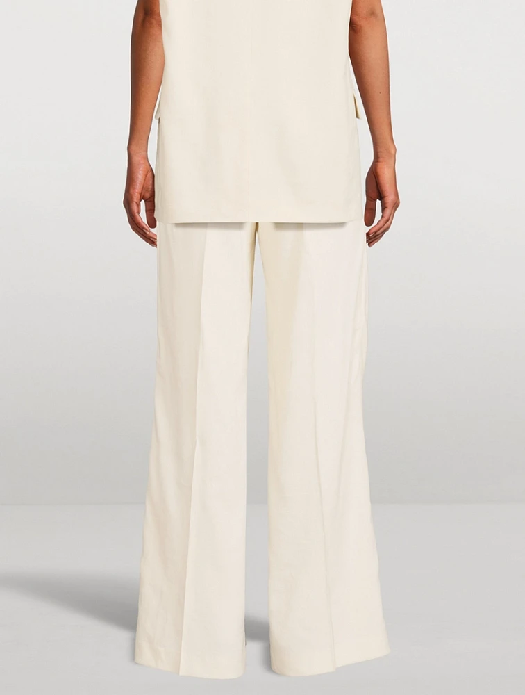 Double-Pleated Wide-Leg Trousers