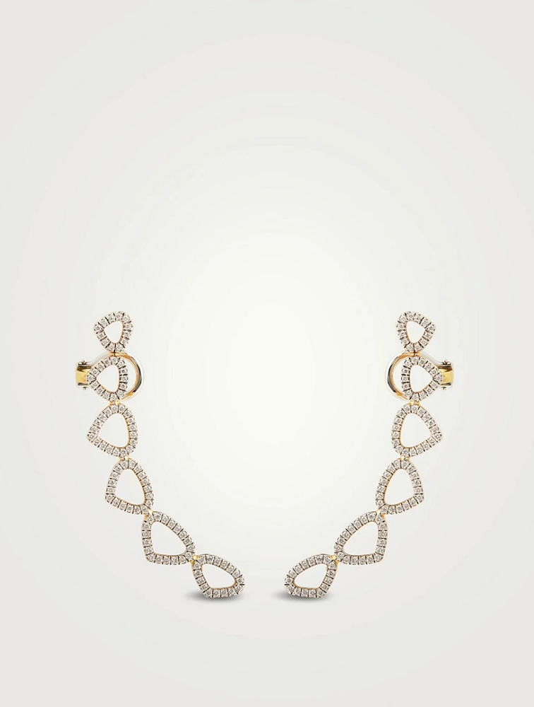 Trina 18K Gold Climber Earrings With Pavé Diamonds