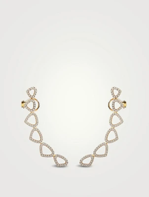 Trina 18K Gold Climber Earrings With Pavé Diamonds