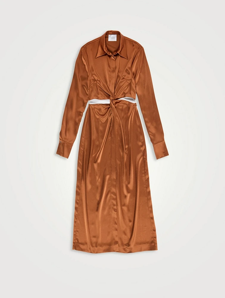 Hock Cut-Out Satin Shirt Dress