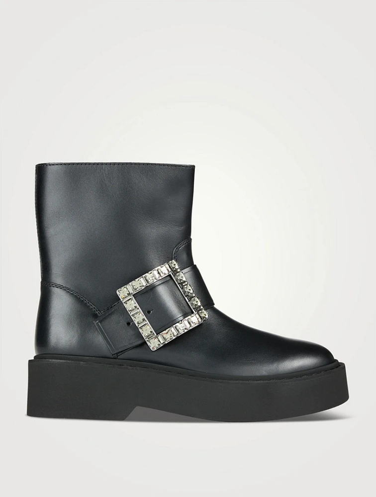 Viv' Rangers Strass Leather Platform Ankle Boots